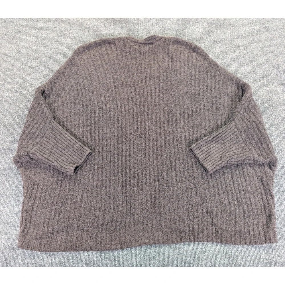 Barefoot Dreams CozyChic Lite Ribbed Cardigan Brown QVWCL1183 L/XL Open Front